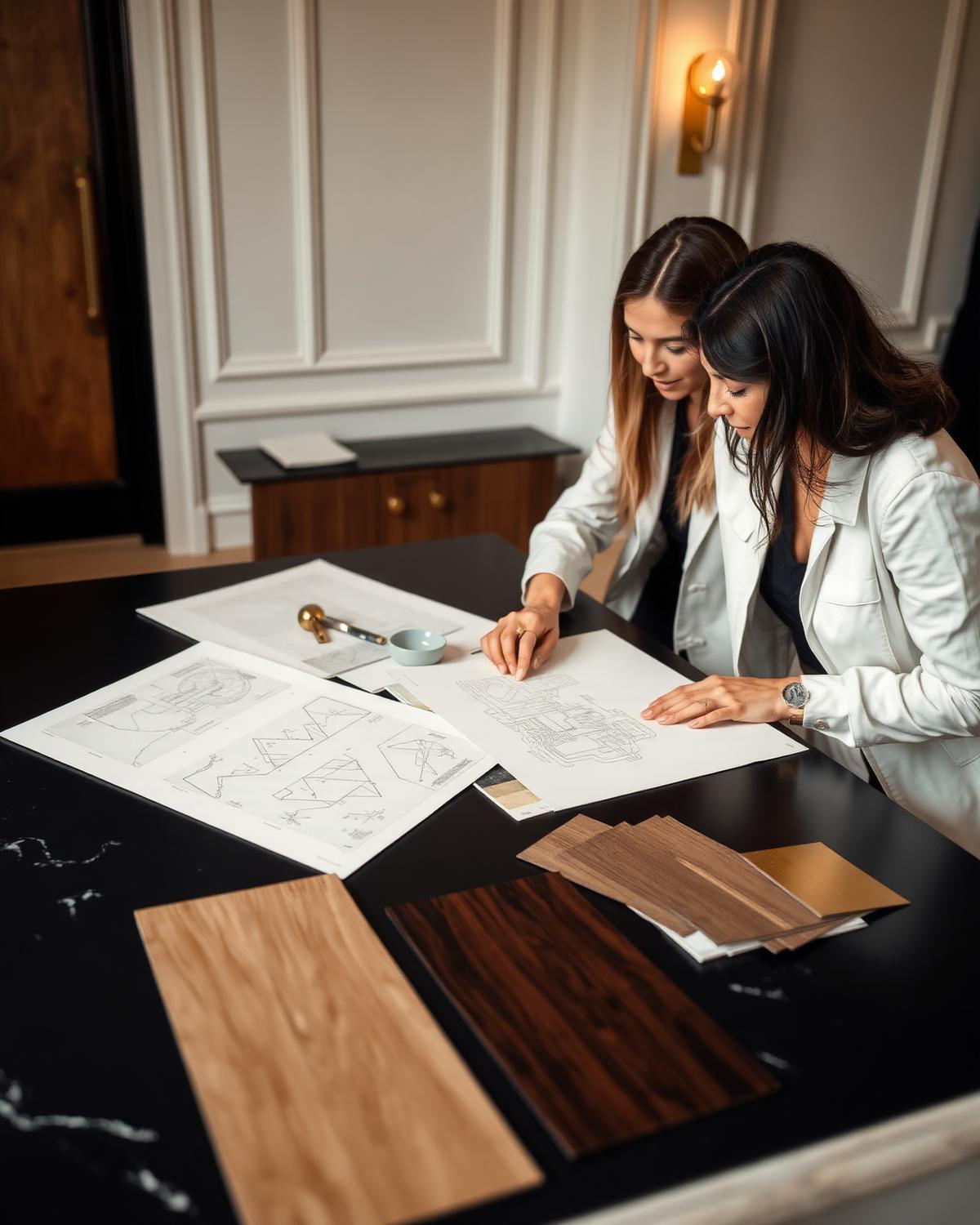 NewTech Interiors design team selecting premium materials