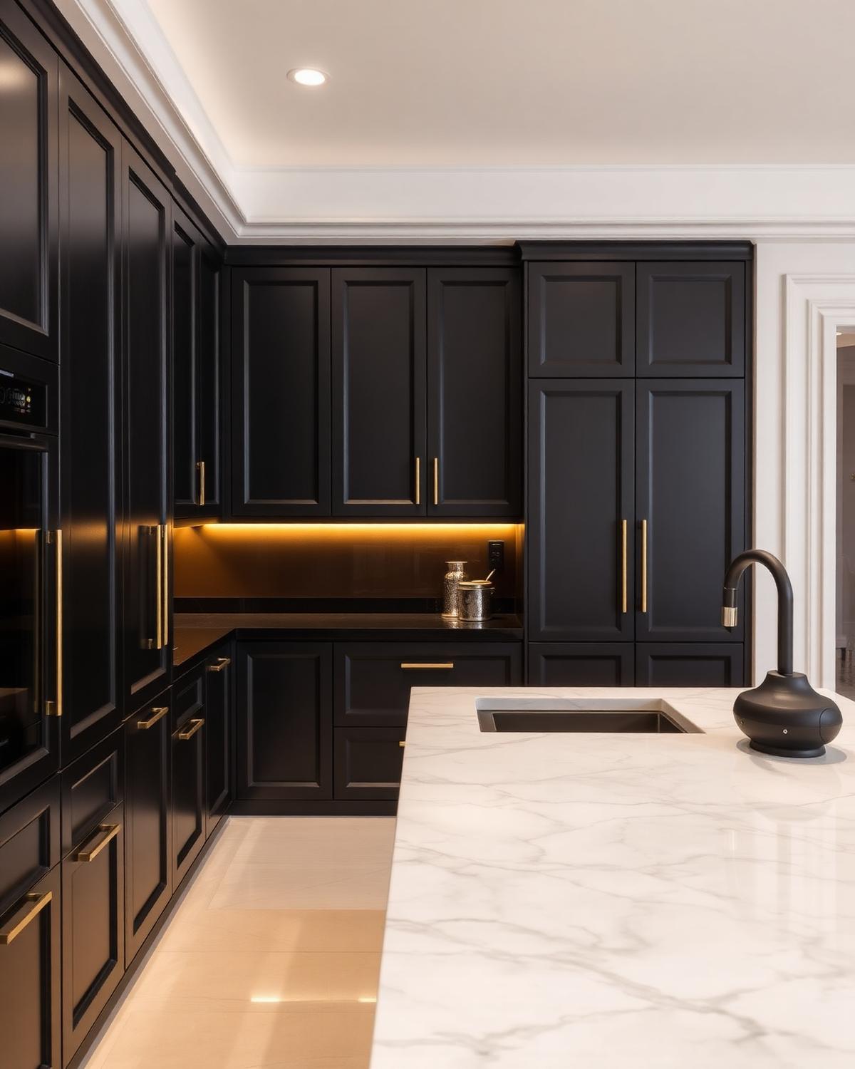 Matte Black Modular Kitchen — Residential interior project in Jamia Nagar, Delhi